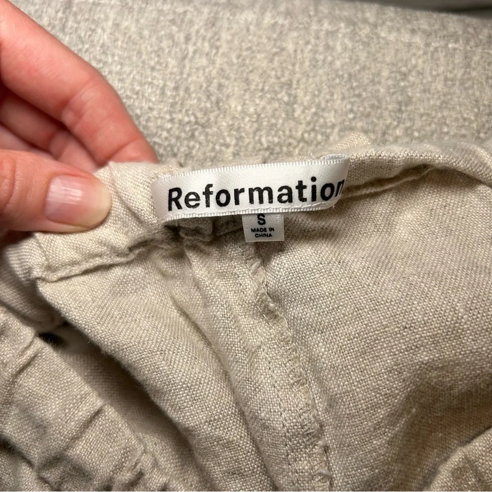 Reformation Linen Pants Oatmeal Size Small